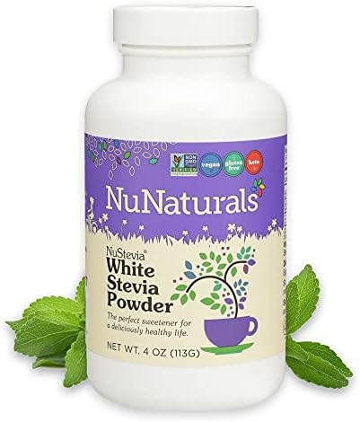 NuNaturals Fehér Stevia Por, Minden Célra Természetes Édesítőszer, Cukor Ingyenes, 4 Uncia Üveg