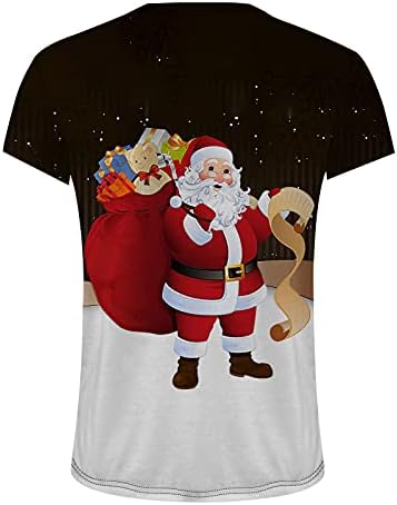 ZDFER Karácsonyi T-shirt Mens, Katona Rövid Ujjú 3D Xmas Mikulás Nyomtatás Sleeve Tee Maximum Edzés Alkalmi Ing