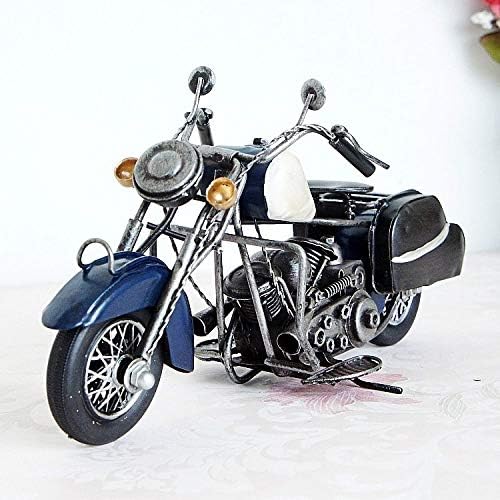 TLLDX Motoros Modell Retro Klasszikus, Kézzel készített Vas Motorkerékpár, valamint Horn Kék Kézműves Vas Fém Gyűjthető Művészet Szobor