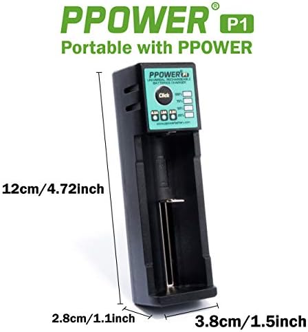 PPOWER 1 Slot Univerzális Akkumulátor Töltő Kompatibilis 3,7 V Li-ion, 1.2 V Ni-Mh/Ni-Cd AA, AAA