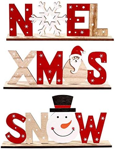 changsha 3 Db Karácsonyi asztali Díszek Fából készült Karácsonyi Hó Noel - Mikulás/Noel a Snowgflake/Hó Boldog Ünnepek Dísze, Fából