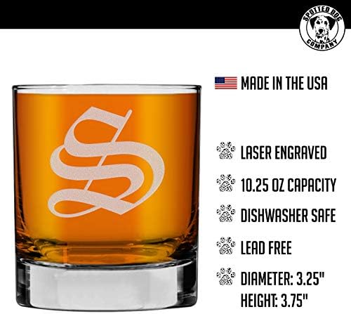 Vésett Monogram 10.25 oz Sziklák Régi Whiskys Üveg Whiskey Whisky Bourbon (Levél S)