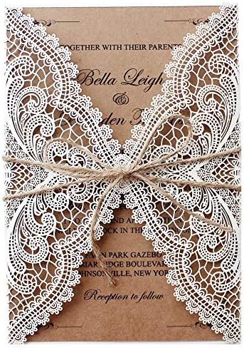 Válogatós Menyasszony 25 Db Rusztikus Esküvői Meghívók, Kártyák, Vintage Kraft Papír meghívók, Kártyák Boríték Tartalmazza 126 x 185
