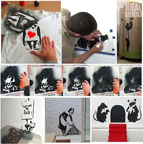 Banksy Lány Ölelget Bomba Stencil | Újrafelhasználható lakberendezés & Art Kézműves Festmény Stencil (XXL/ 43X118CM)