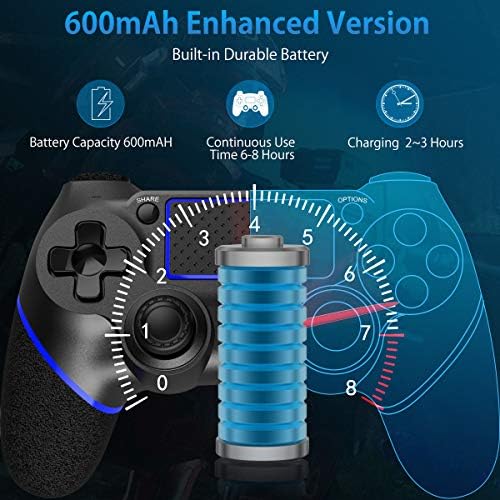 WinDrogon Játék Vezérlő PS4/Vékony/Pro/PC , Vezeték nélküli Gamepad Kettős Vibráció, valamint Audio Funkció, LED Kijelző, USB Kábel,