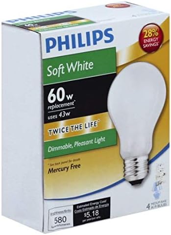 Phillip 43-Watt (60 Wattos Csere), 19 Szabályozható Energiatakarékos Halogén Puha, Fehér Fénycső (24 Izzók)