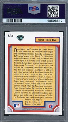Deion Sanders 1992 Felső szint Elsődleges Szer Két Baseball Kártya SP3 Osztályozott PSA 8