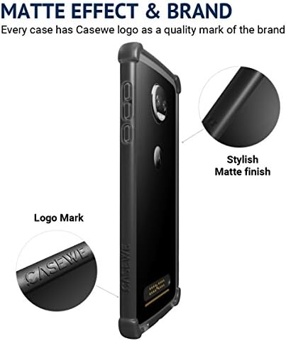 CaseWe - Motorola Moto Z2 Erő Lökhárító Védő Burkolata/Kompatibilis Moto Mod - Csak Matt Fekete
