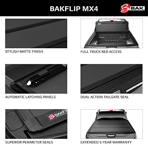 BAK BAKFlip MX4 Nehéz Összecsukható plató Tonneau Borító | 448426 | Illik - 2022 Toyota Tacoma w/ OE track rendszer 5' 1 Ágy