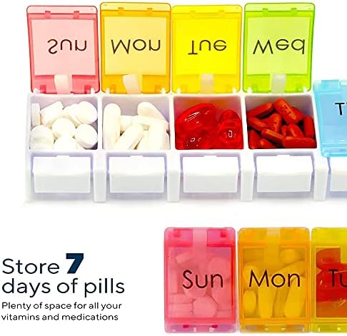 PERFORMORE 2 Csomag Hordozható Heti 7 napos Tabletta Szervező, Utazás a Gyógyszert, a Dobozban, Szivárvány Színű, BPA Mentes, Egyszerű