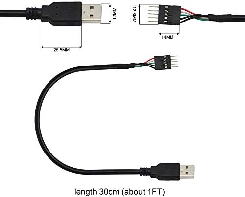 GINTOOYUN 5-Tűs Alaplap Fejléc, hogy USB-EGY, a Dupont IDC 5-Pin USB 2.0 Férfi Bővítő Adapter Kábel-2DB(1FT)